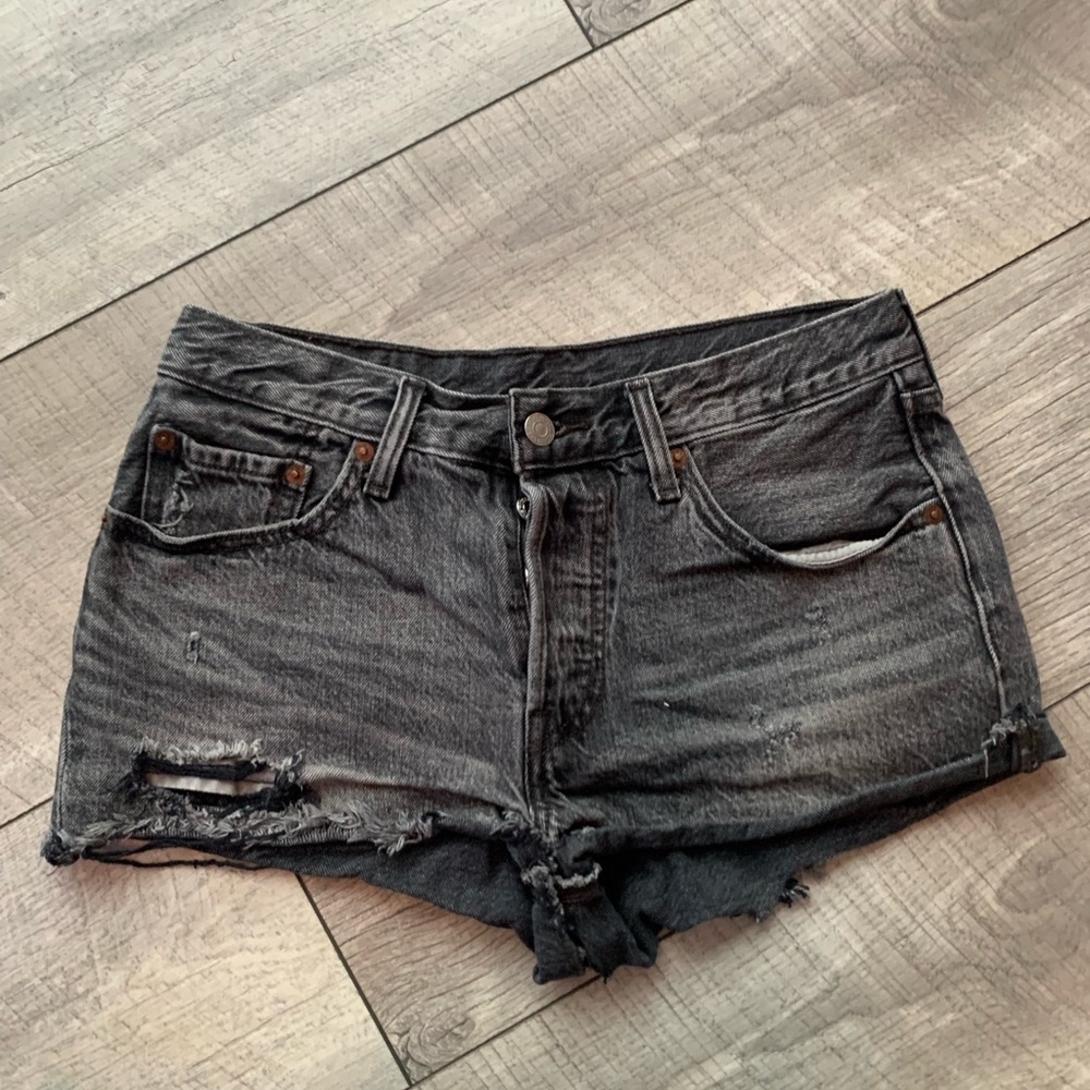Levis Jean shorts - size 26. Grey/black color. Good condition.